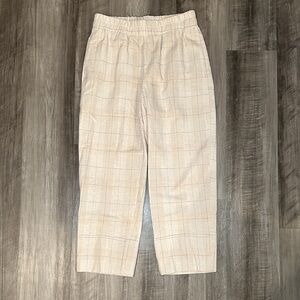 Zara Plaid Checkered Cropped Linen Blend Pants - Medium